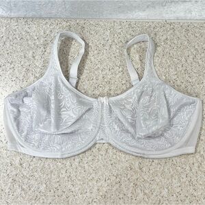 Breezies Wild Rose Seamless Underwire Support Bra White Lace Plus Size 46DDD